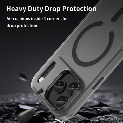For iPhone 18 Pro Max MagSafe Frosted Translucent TPU + PC Full Coverage Phone Case - Black - EDA006083729A