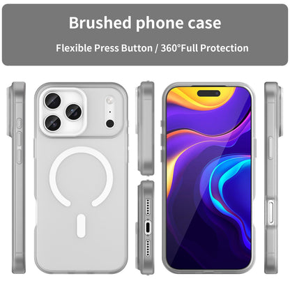 For iPhone 18 Pro Max MagSafe Frosted Translucent TPU + PC Full Coverage Phone Case - White - EDA006083729B