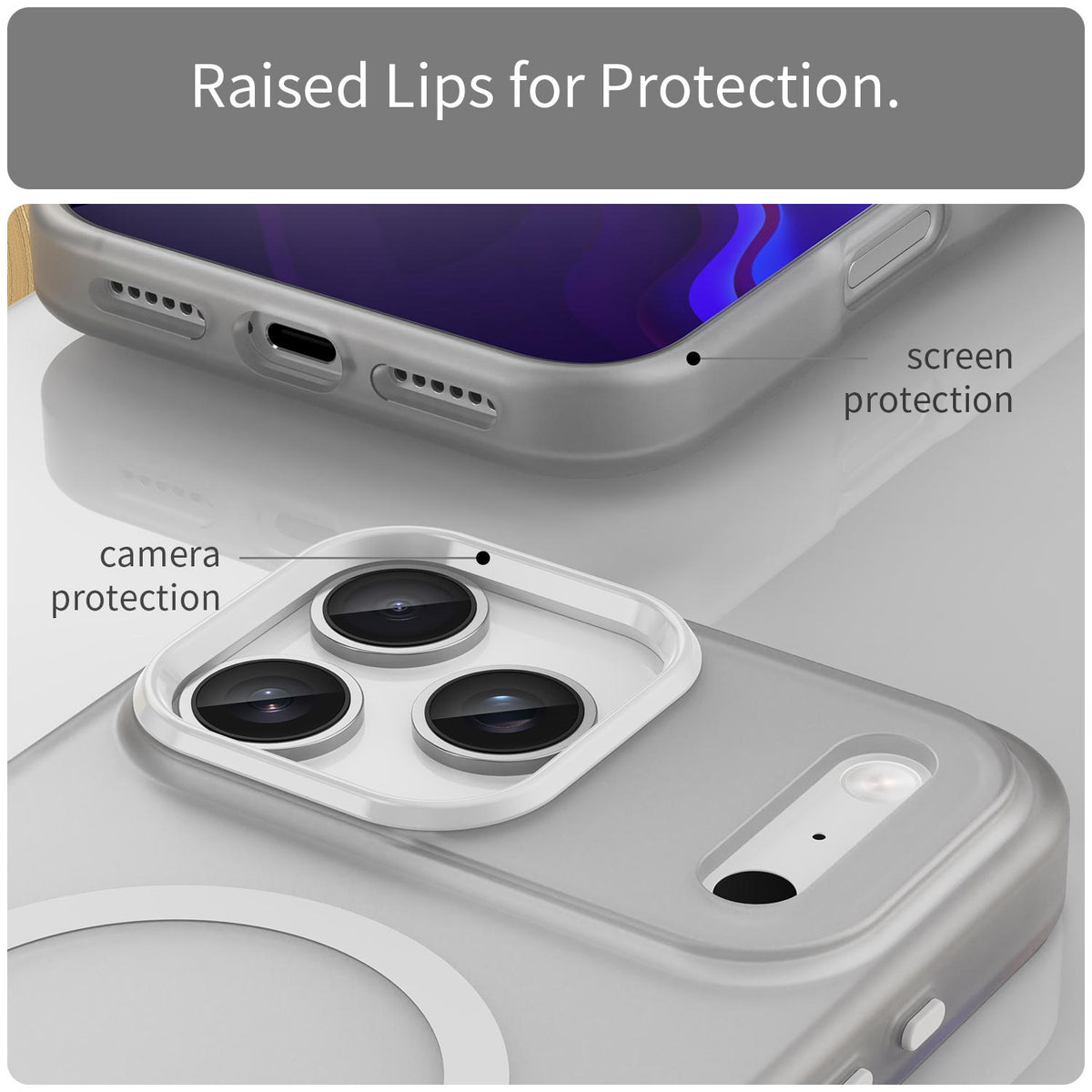 For iPhone 18 Pro Max MagSafe Frosted Translucent TPU + PC Full Coverage Phone Case - White - EDA006083729B