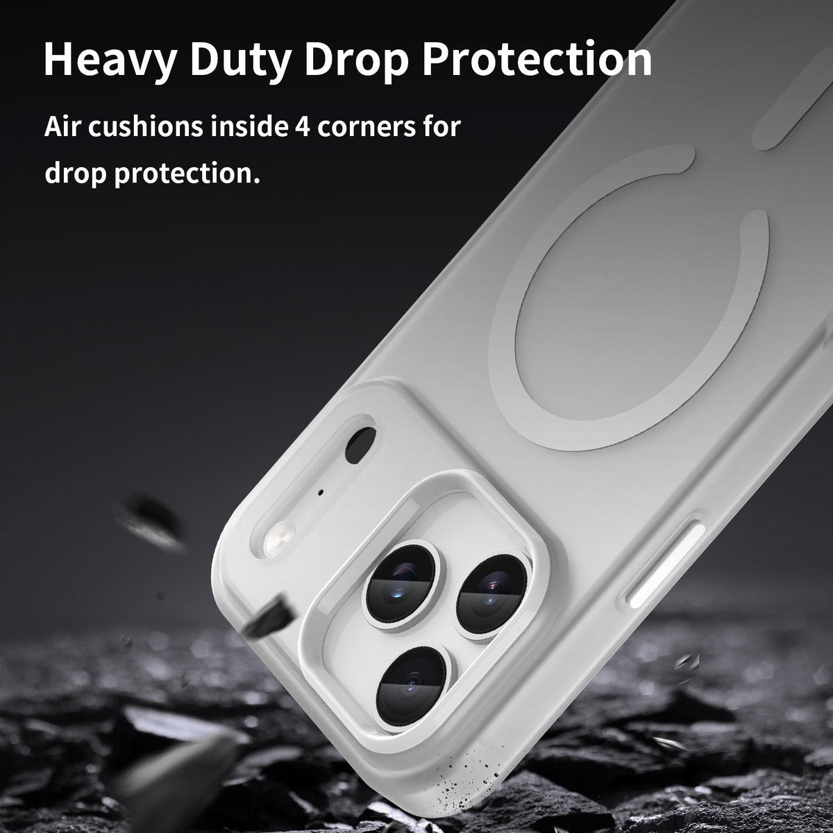 For iPhone 18 Pro Max MagSafe Frosted Translucent TPU + PC Full Coverage Phone Case - White - EDA006083729B