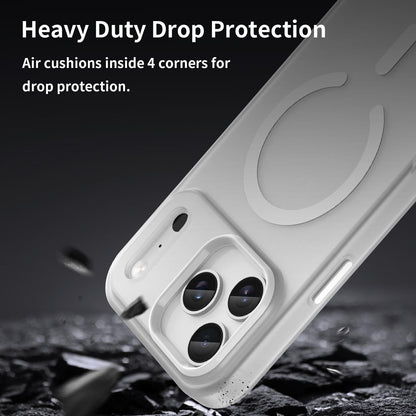 For iPhone 18 Pro Max MagSafe Frosted Translucent TPU + PC Full Coverage Phone Case - White - EDA006083729B
