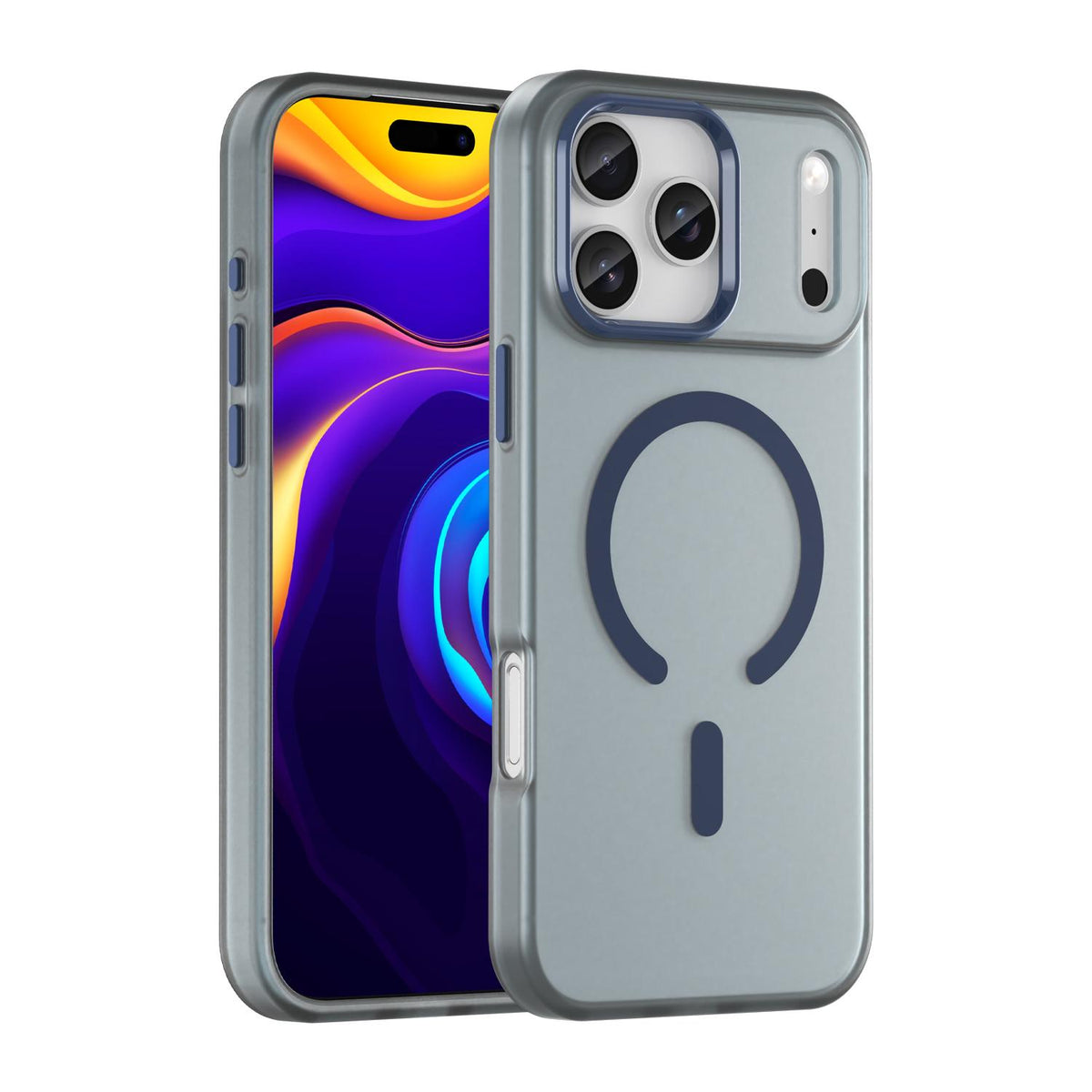 For iPhone 18 Pro Max MagSafe Frosted Translucent TPU + PC Full Coverage Phone Case - Dark Blue - EDA006083729C