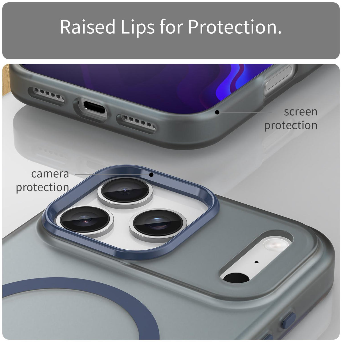For iPhone 18 Pro Max MagSafe Frosted Translucent TPU + PC Full Coverage Phone Case - Dark Blue - EDA006083729C