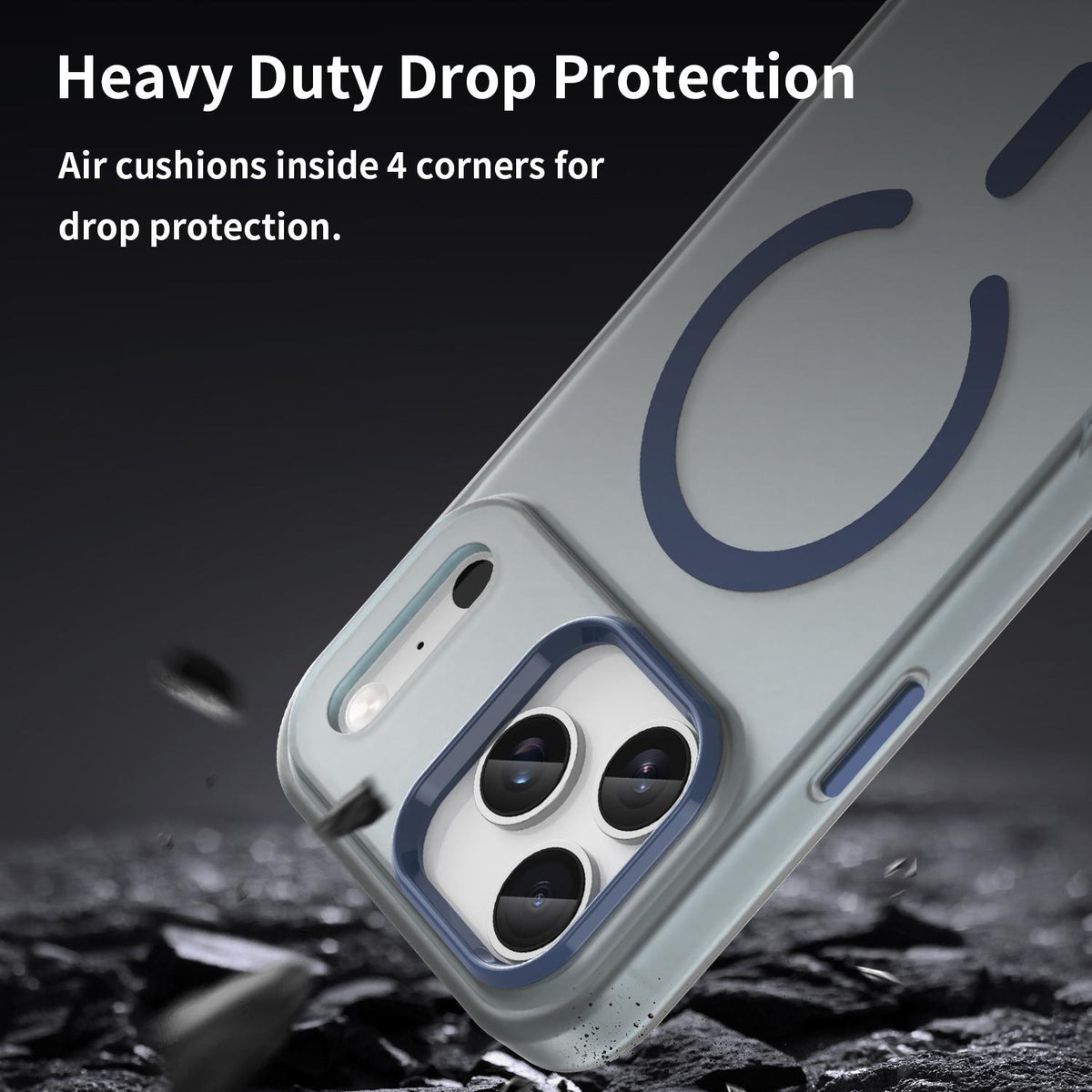 For iPhone 18 Pro Max MagSafe Frosted Translucent TPU + PC Full Coverage Phone Case - Dark Blue - EDA006083729C