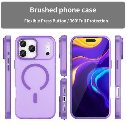 For iPhone 18 Pro Max MagSafe Frosted Translucent TPU + PC Full Coverage Phone Case - Dark Purple - EDA006083729D