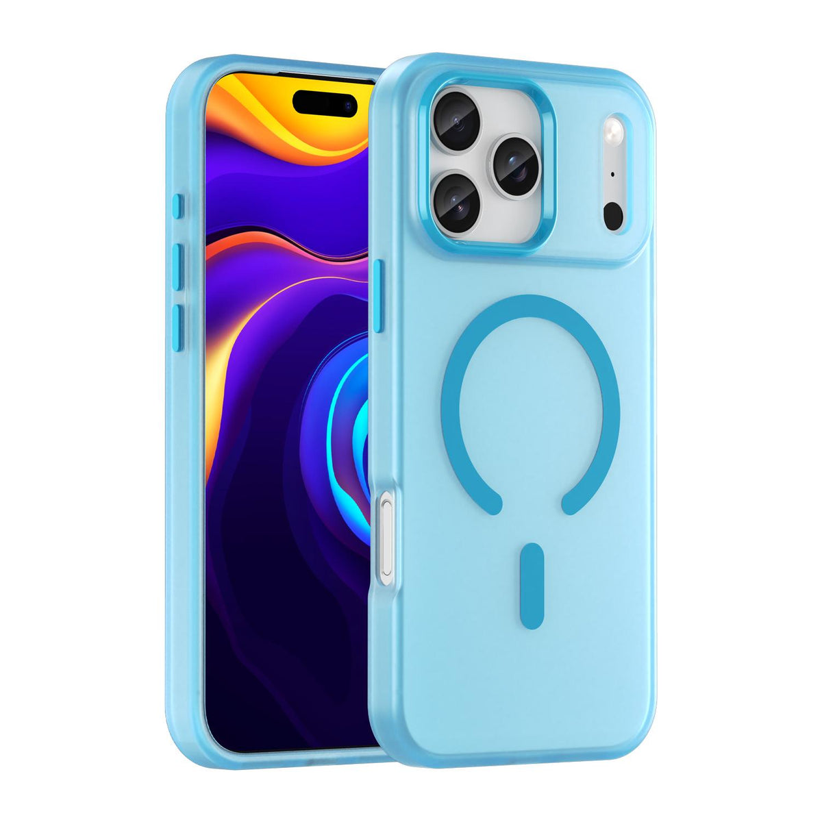 For iPhone 18 Pro Max MagSafe Frosted Translucent TPU + PC Full Coverage Phone Case - Blue - EDA006083729E