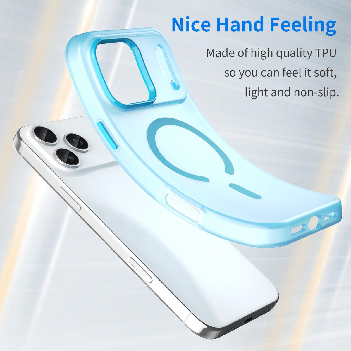 For iPhone 18 Pro Max MagSafe Frosted Translucent TPU + PC Full Coverage Phone Case - Blue - EDA006083729E