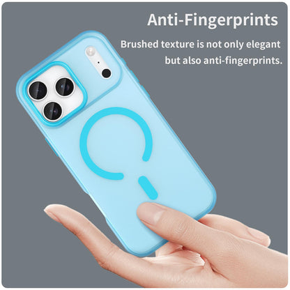 For iPhone 18 Pro Max MagSafe Frosted Translucent TPU + PC Full Coverage Phone Case - Blue - EDA006083729E