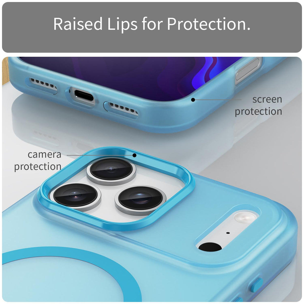 For iPhone 18 Pro Max MagSafe Frosted Translucent TPU + PC Full Coverage Phone Case - Blue - EDA006083729E