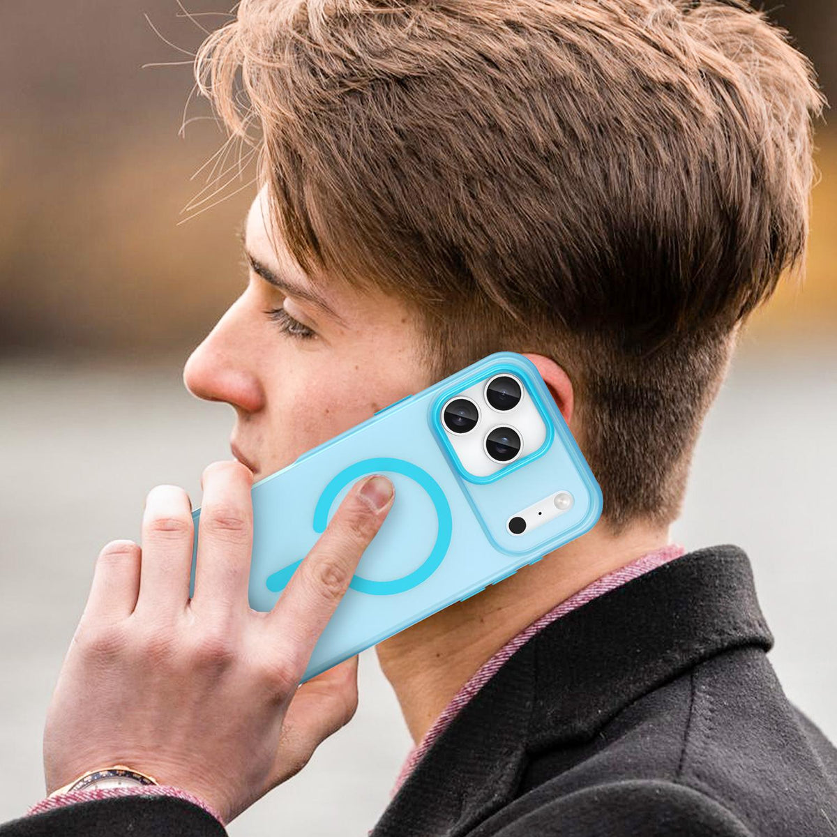 For iPhone 18 Pro Max MagSafe Frosted Translucent TPU + PC Full Coverage Phone Case - Blue - EDA006083729E