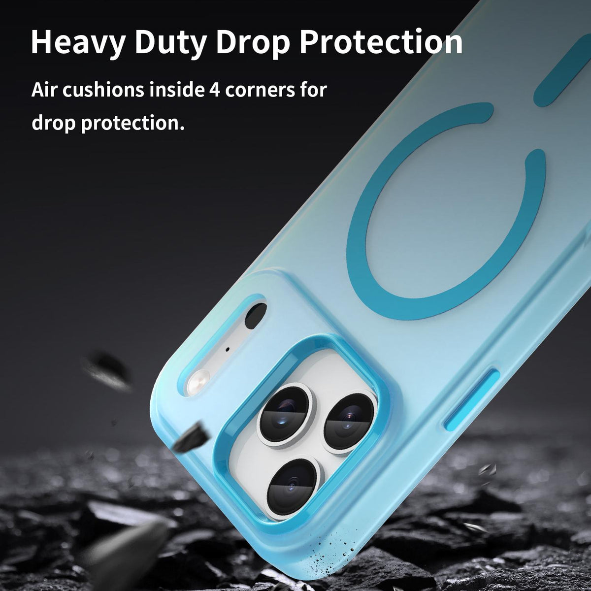 For iPhone 18 Pro Max MagSafe Frosted Translucent TPU + PC Full Coverage Phone Case - Blue - EDA006083729E