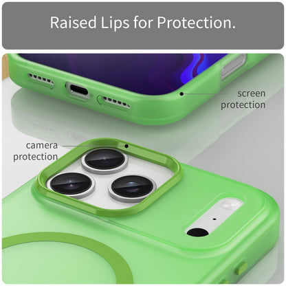 For iPhone 18 Pro Max MagSafe Frosted Translucent TPU + PC Full Coverage Phone Case - Green - EDA006083729F