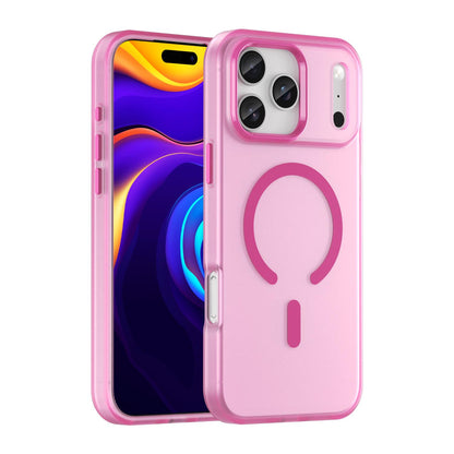 For iPhone 18 Pro Max MagSafe Frosted Translucent TPU + PC Full Coverage Phone Case - Pink - EDA006083729G