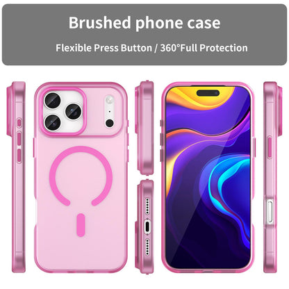 For iPhone 18 Pro Max MagSafe Frosted Translucent TPU + PC Full Coverage Phone Case - Pink - EDA006083729G