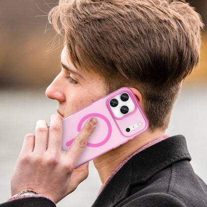 For iPhone 18 Pro Max MagSafe Frosted Translucent TPU + PC Full Coverage Phone Case - Pink - EDA006083729G