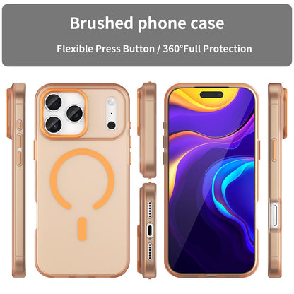 For iPhone 18 Pro Max MagSafe Frosted Translucent TPU + PC Full Coverage Phone Case - Orange - EDA006083729I