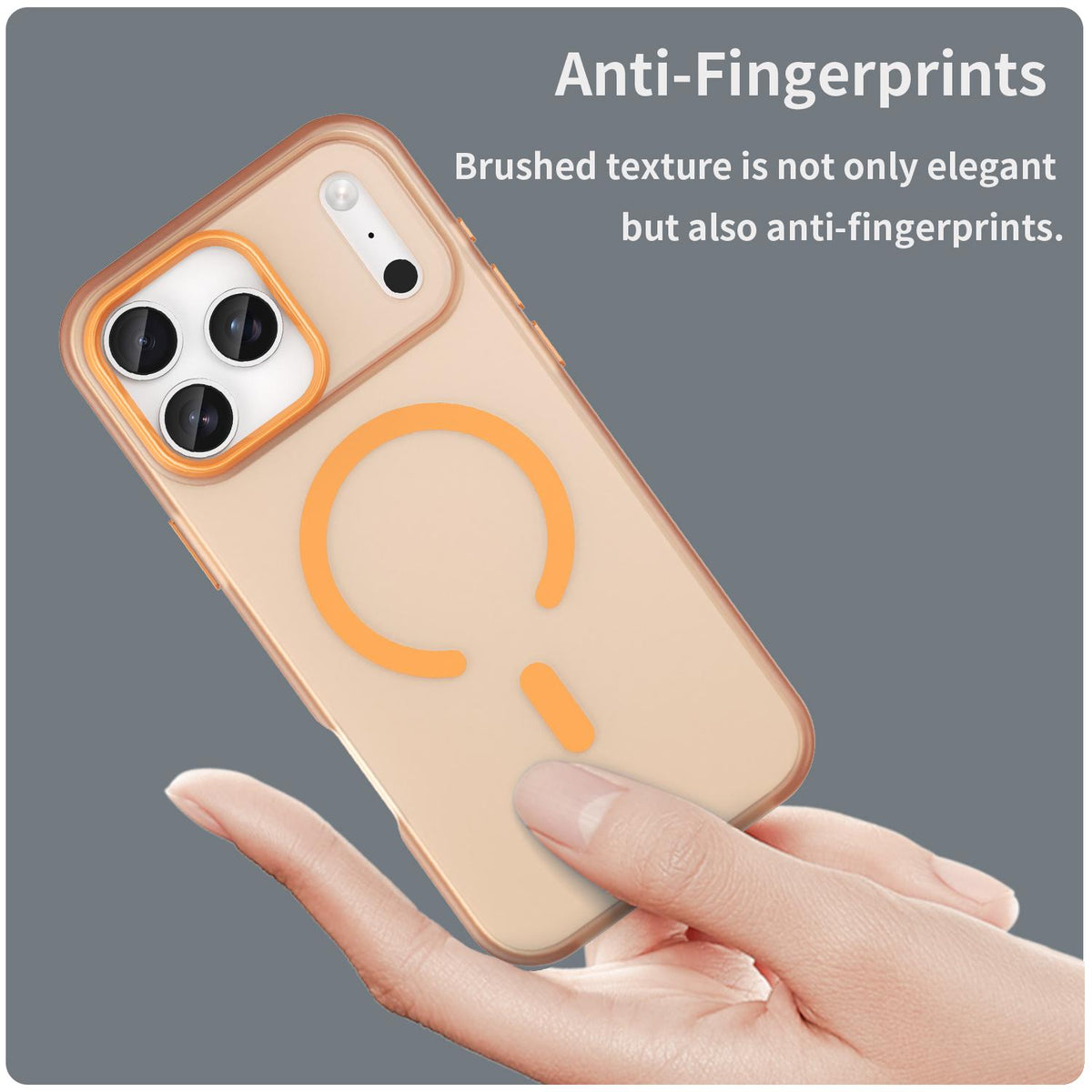 For iPhone 18 Pro Max MagSafe Frosted Translucent TPU + PC Full Coverage Phone Case - Orange - EDA006083729I