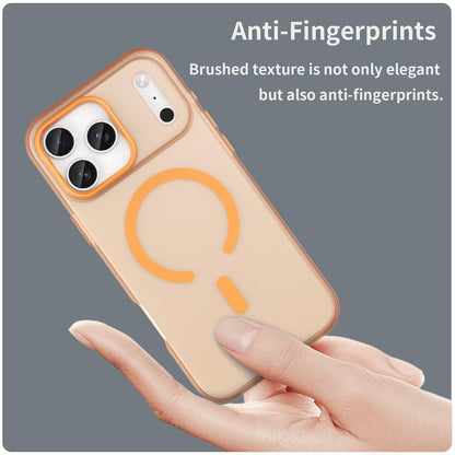 For iPhone 18 Pro Max MagSafe Frosted Translucent TPU + PC Full Coverage Phone Case - Orange - EDA006083729I