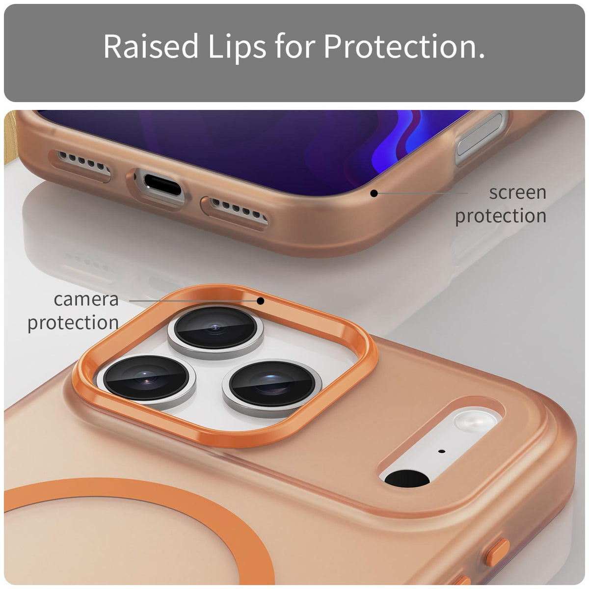 For iPhone 18 Pro Max MagSafe Frosted Translucent TPU + PC Full Coverage Phone Case - Orange - EDA006083729I