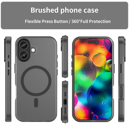 For iPhone 18 MagSafe Frosted Translucent TPU + PC Full Coverage Phone Case - Black - EDA006083730A