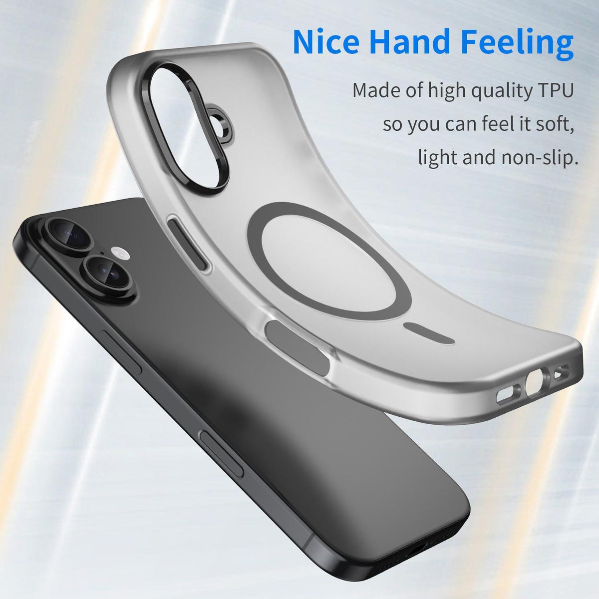 For iPhone 18 MagSafe Frosted Translucent TPU + PC Full Coverage Phone Case - Black - EDA006083730A