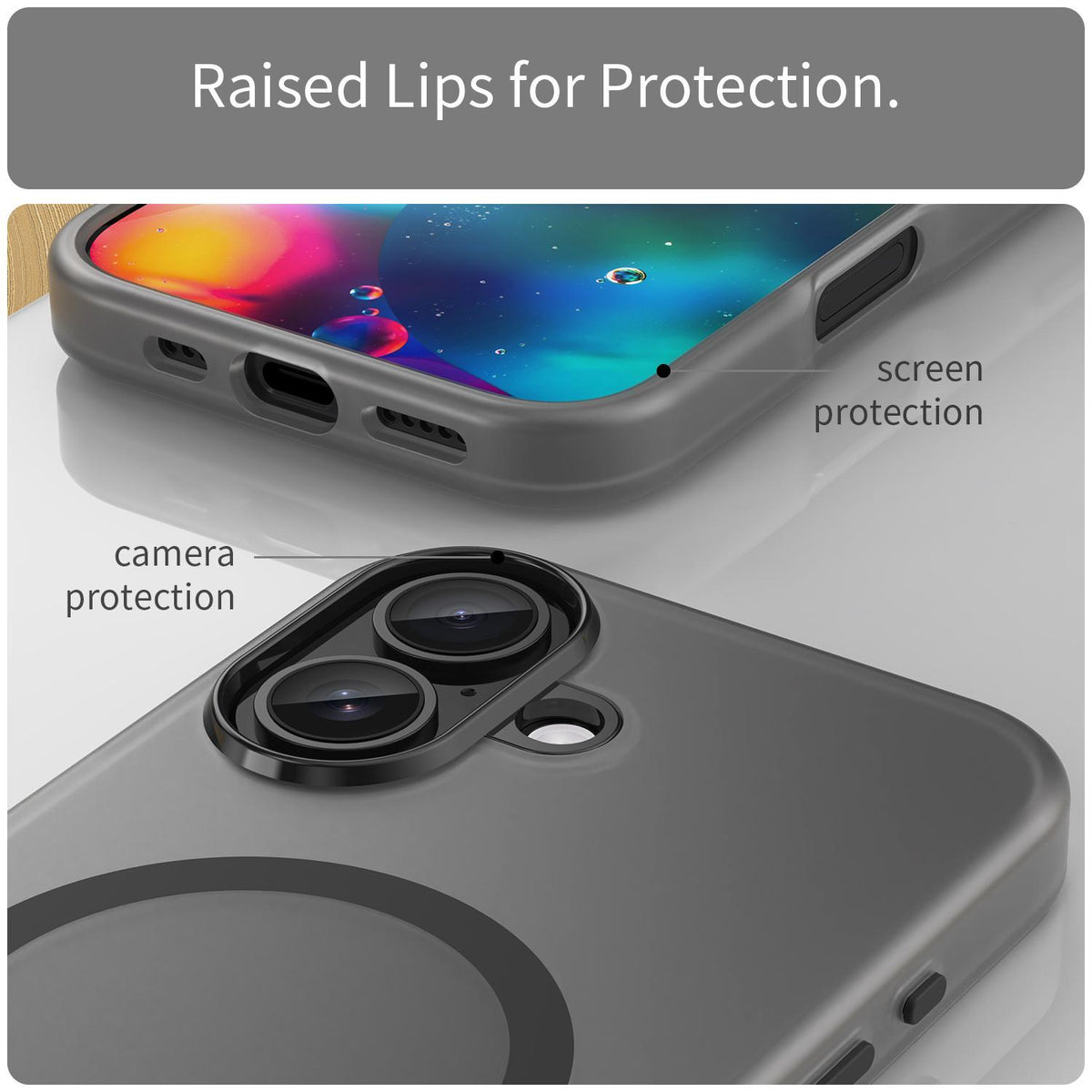 For iPhone 18 MagSafe Frosted Translucent TPU + PC Full Coverage Phone Case - Black - EDA006083730A