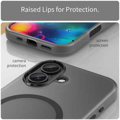 For iPhone 18 MagSafe Frosted Translucent TPU + PC Full Coverage Phone Case - Black - EDA006083730A