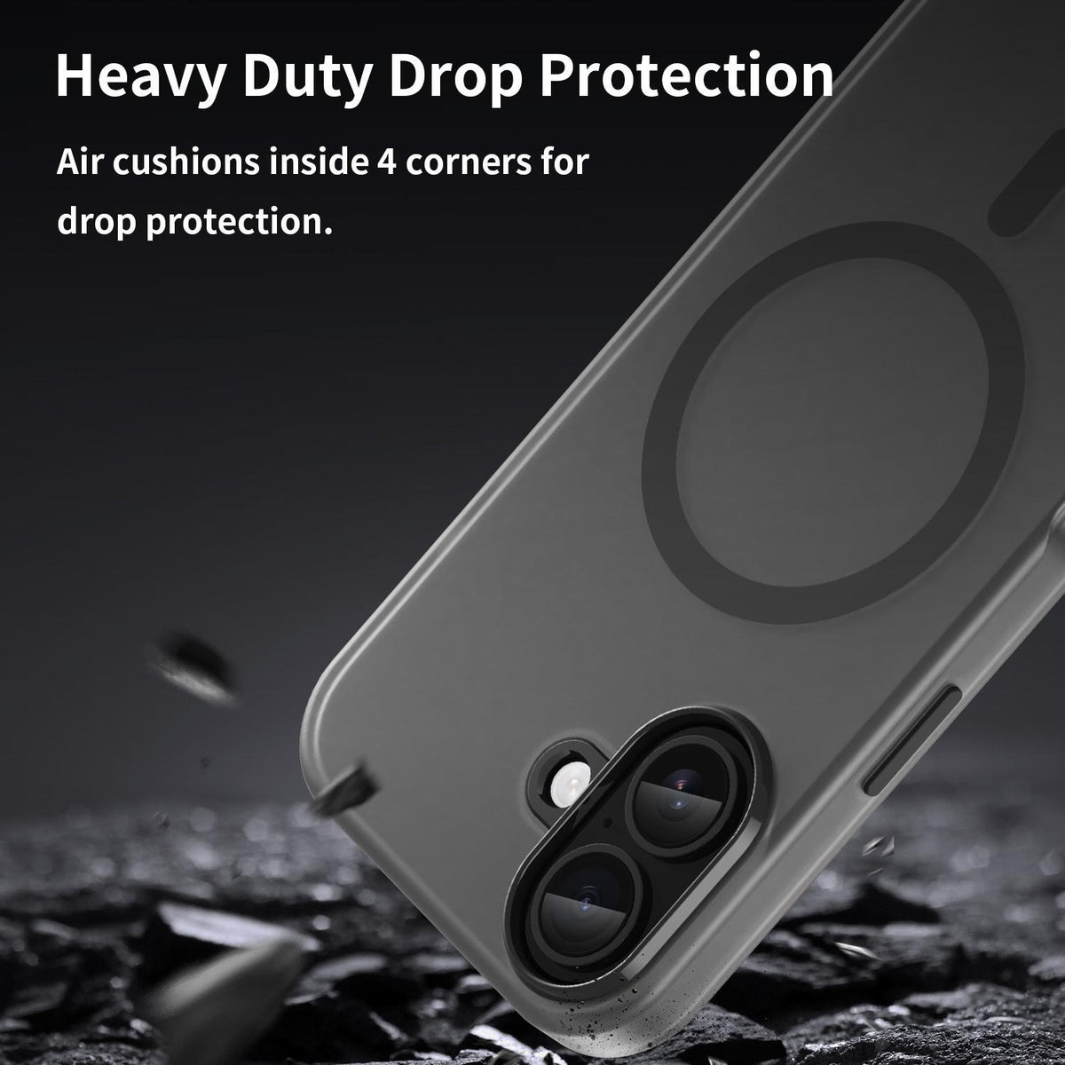For iPhone 18 MagSafe Frosted Translucent TPU + PC Full Coverage Phone Case - Black - EDA006083730A