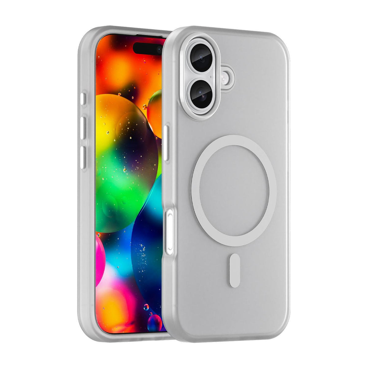 For iPhone 18 MagSafe Frosted Translucent TPU + PC Full Coverage Phone Case - White - EDA006083730B