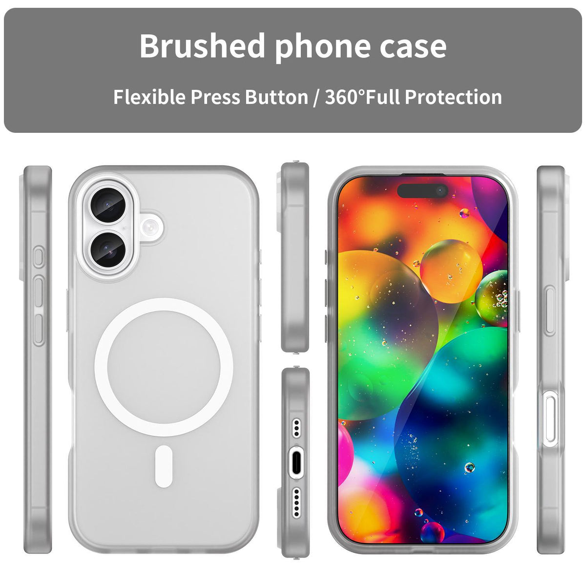 For iPhone 18 MagSafe Frosted Translucent TPU + PC Full Coverage Phone Case - White - EDA006083730B