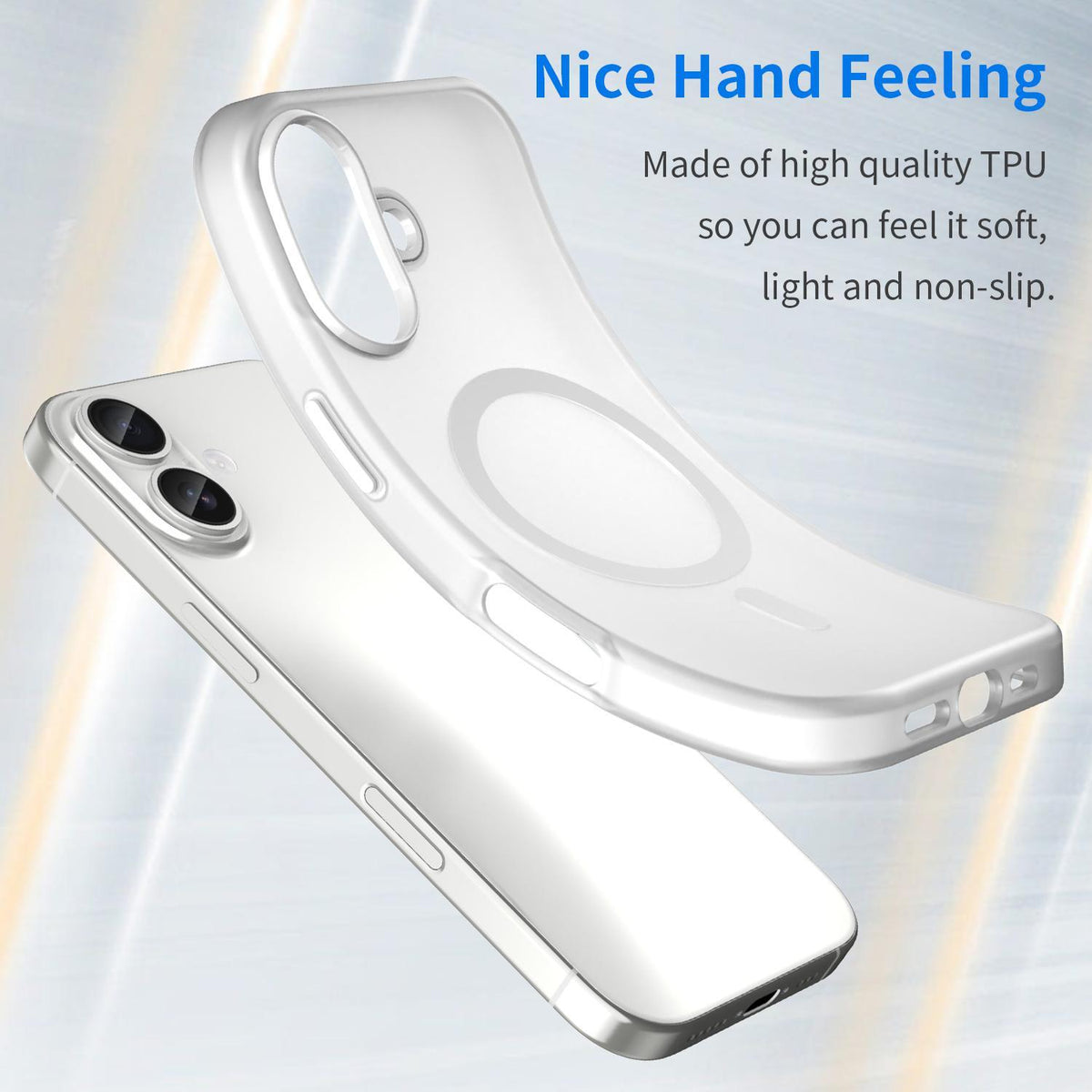 For iPhone 18 MagSafe Frosted Translucent TPU + PC Full Coverage Phone Case - White - EDA006083730B