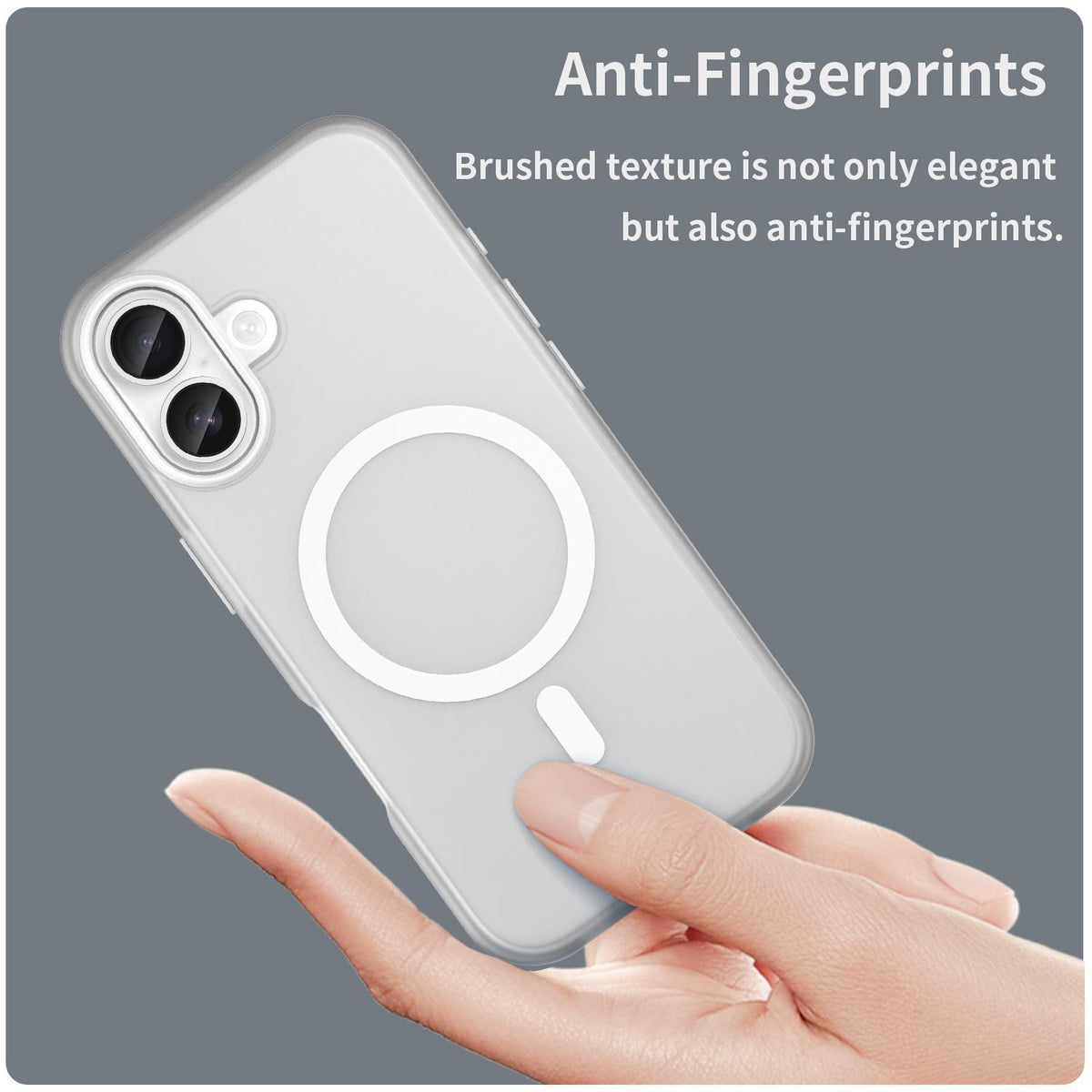 For iPhone 18 MagSafe Frosted Translucent TPU + PC Full Coverage Phone Case - White - EDA006083730B