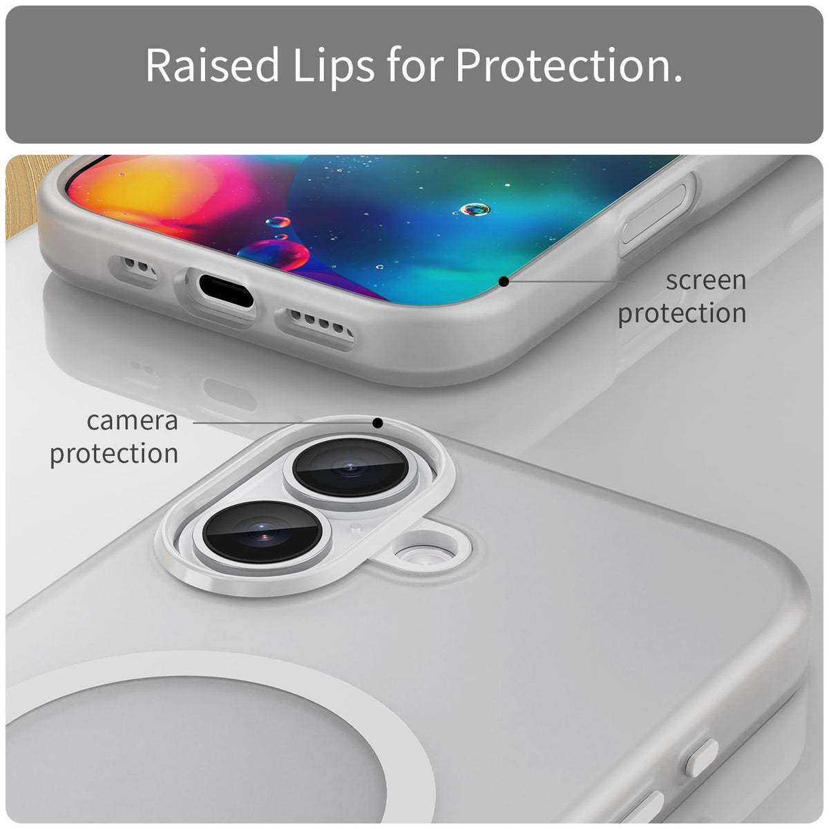 For iPhone 18 MagSafe Frosted Translucent TPU + PC Full Coverage Phone Case - White - EDA006083730B