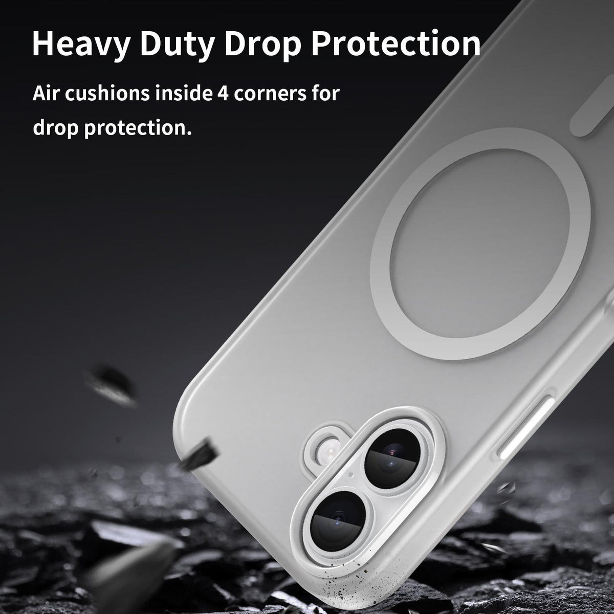 For iPhone 18 MagSafe Frosted Translucent TPU + PC Full Coverage Phone Case - White - EDA006083730B