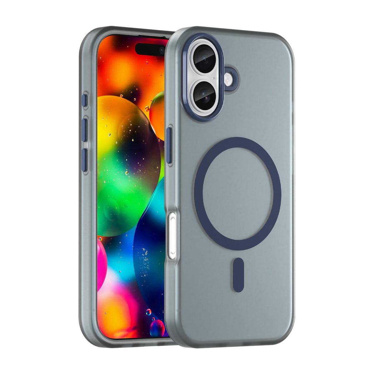 For iPhone 18 MagSafe Frosted Translucent TPU + PC Full Coverage Phone Case - Dark Blue - EDA006083730C