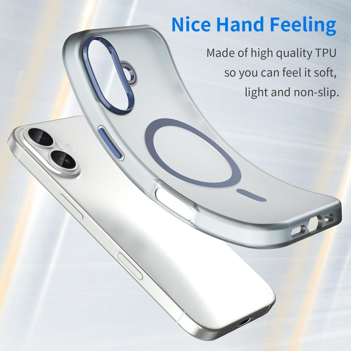 For iPhone 18 MagSafe Frosted Translucent TPU + PC Full Coverage Phone Case - Dark Blue - EDA006083730C