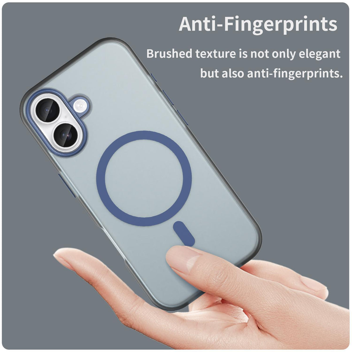 For iPhone 18 MagSafe Frosted Translucent TPU + PC Full Coverage Phone Case - Dark Blue - EDA006083730C