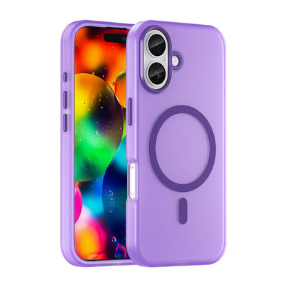 For iPhone 18 MagSafe Frosted Translucent TPU + PC Full Coverage Phone Case - Dark Purple - EDA006083730D