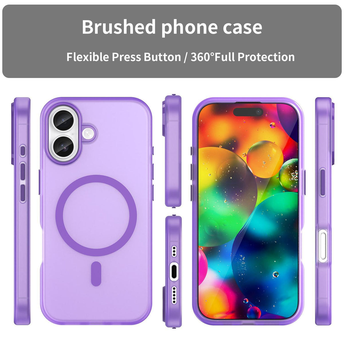 For iPhone 18 MagSafe Frosted Translucent TPU + PC Full Coverage Phone Case - Dark Purple - EDA006083730D