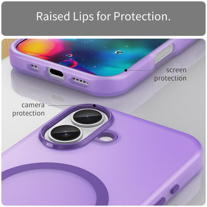 For iPhone 18 MagSafe Frosted Translucent TPU + PC Full Coverage Phone Case - Dark Purple - EDA006083730D