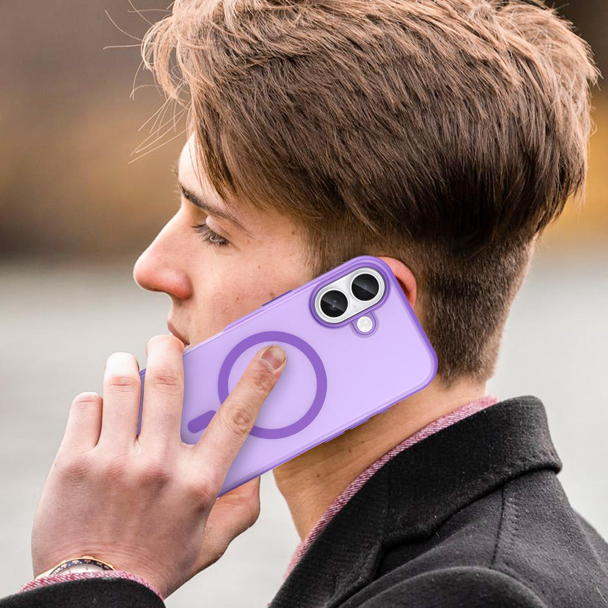 For iPhone 18 MagSafe Frosted Translucent TPU + PC Full Coverage Phone Case - Dark Purple - EDA006083730D