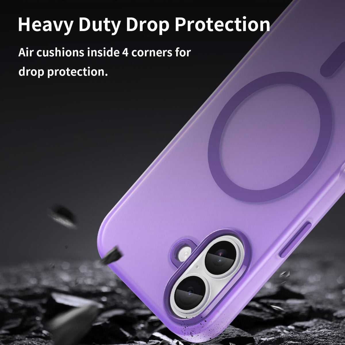 For iPhone 18 MagSafe Frosted Translucent TPU + PC Full Coverage Phone Case - Dark Purple - EDA006083730D