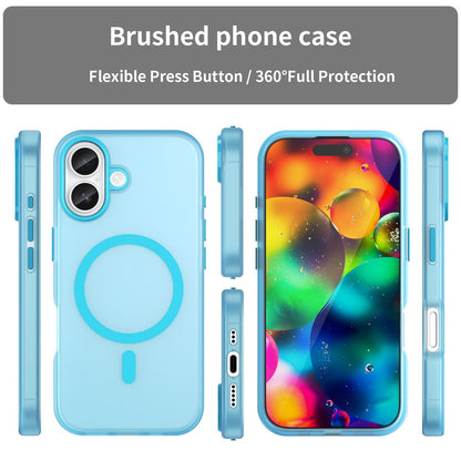 For iPhone 18 MagSafe Frosted Translucent TPU + PC Full Coverage Phone Case - Blue - EDA006083730E