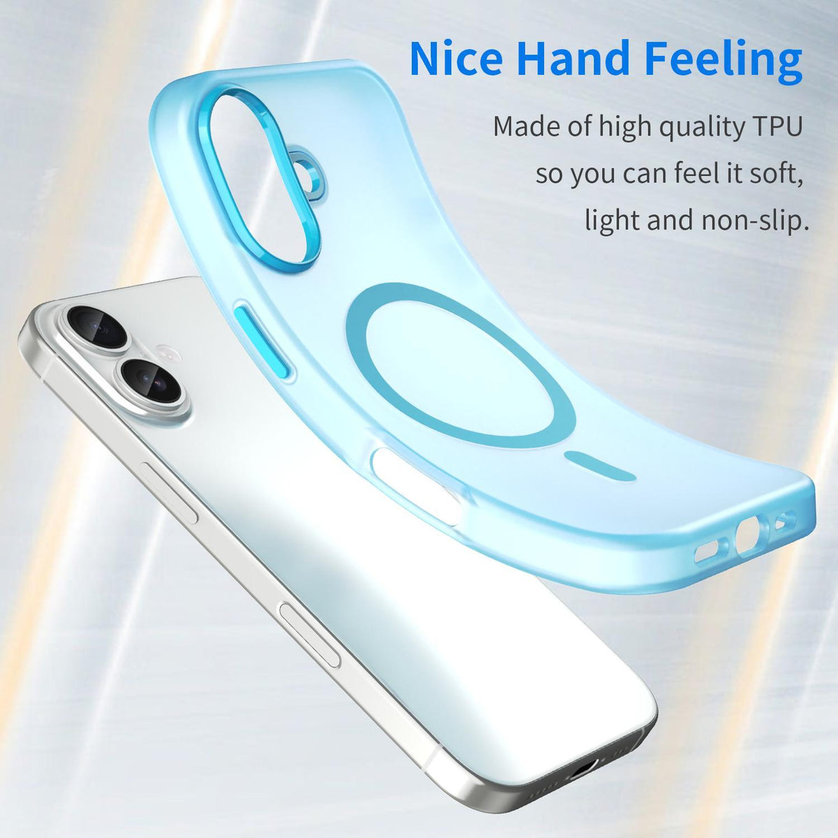 For iPhone 18 MagSafe Frosted Translucent TPU + PC Full Coverage Phone Case - Blue - EDA006083730E