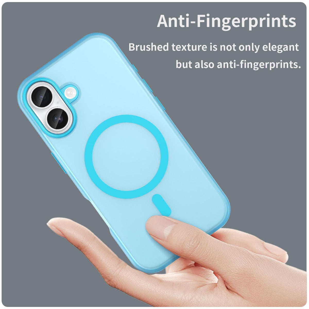 For iPhone 18 MagSafe Frosted Translucent TPU + PC Full Coverage Phone Case - Blue - EDA006083730E