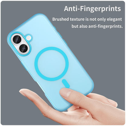 For iPhone 18 MagSafe Frosted Translucent TPU + PC Full Coverage Phone Case - Blue - EDA006083730E