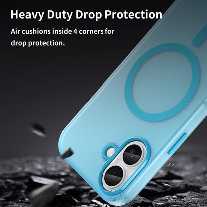 For iPhone 18 MagSafe Frosted Translucent TPU + PC Full Coverage Phone Case - Blue - EDA006083730E