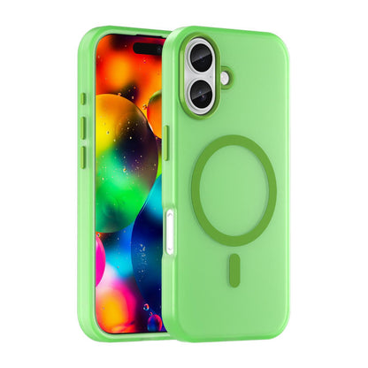 For iPhone 18 MagSafe Frosted Translucent TPU + PC Full Coverage Phone Case - Green - EDA006083730F