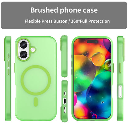 For iPhone 18 MagSafe Frosted Translucent TPU + PC Full Coverage Phone Case - Green - EDA006083730F