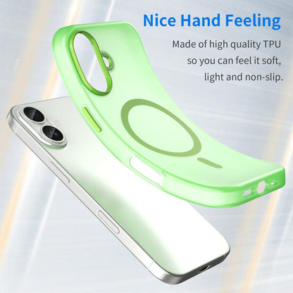 For iPhone 18 MagSafe Frosted Translucent TPU + PC Full Coverage Phone Case - Green - EDA006083730F